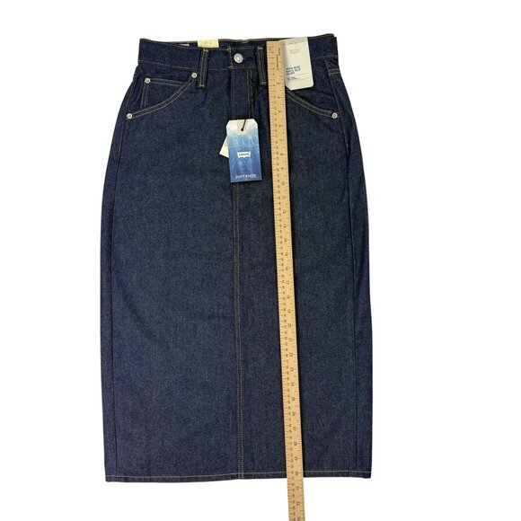 Levi’s Premium High-Rise Denim Midi Skirt NWT (XS / Size 2 / 26 Dark Wash) - Picture 14 of 16